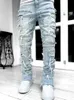 Zware Jeans Herenbroeken High Street Anime Cut Kleding Metaal Laagbouw Off-Road Atom Shredding Fashion Kwaliteit 240226