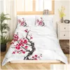 Sängkläder set körsbärsblommor duvet er kingqueen size japansk sakura träd rosa blommig vår vintage ctural uppsättning för droppleverans dhkji