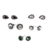 Серьги-гвоздики, женские серьги с водой, 5 зеленых капель, черные ювелирные изделия, пары/набор, кубический драгоценный камень, цирконий