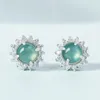 Studörhängen äkta naturligt en jadeit blå vatten jade s925 silver inlagd mode high-end kvinnors smycken grossist droppfartyg