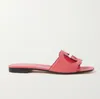 Summer cut-out woman sandal flats Interlocking cutout slide sandal for woman outdoor flip flop beach sandals mules sandalies calf leather cool designer