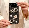 ZFold5 3D Цветочное Сердце Любовь Bling Diamond Чехлы Для Samsung Galaxy ZFlip5 Z Fold 5 4 Flip 3 Flip4 Жесткий ПК Пластик Противоударный Складной Блестящий Чехол Для Мобильного Телефона со Стразами
