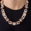 Lifeng Jewelry-Cadena de eslabones cubanos de moissanita Vvs personalizada, collar de flores chapado en oro rosa con cruz de Plata de Ley 925