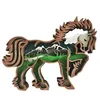 Other Home Decor 3D Laser Cut Horse Craft Wood Material Home Decor Gift Art Crafts Wild Forest Animal Table Decoration Statues Ornamen Dhhgo