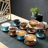 Creative Ceramic Coffee Cup And Saucer Set Latte Mug Pottery Teacup Porcelain Afternoon Tea Mugs Breakfast Milk 240301