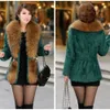 Haining 2023 Winter Fox Collar Rabbit For Women's Long Style Faux Mink Fur Coat 175497