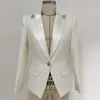 HIGH STREET – Blazer élégant de styliste pour femmes, veste à col en Satin orné de Lion à bouton unique, 240305