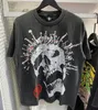 Hellstar T Shirt Tasarımcı Tişörtleri Grafik Tee Giyim Giysileri Yenilenmiş Kumaş Sokak Graffiti Yazı Folyo Baskı Vintage Siyah Gevşek Takım Artı Boyut