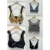 Shiny Rhinestone T-shirt Women's Denim Camisole Vest Sexy Short Top Sling Women Party Vest V-neck T shirt Bra