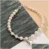 Chain Boho Natural Freshwater Pearl Love Heart Charm Bracelet Women Beaded Adjustable Bracelets Fashion Jewelry Drop Delivery Jewelry Dhlzg