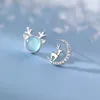 Saplama Küpe Moda Asimetrisi Opal Zirkon Elk Ay Piercing Kadınlar İçin Düğün Noel Takı Pentientes EH465