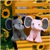 Kids Elephant Stuffed Doll Cute Comfort Baby Plush Animals Toy Slee Pillow Bolster Pp Cotton Doctor Bow Design Birthday Christmas Gifts For 240307