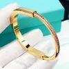 Designer Tiffay Lock Bracelet Half Diamond Pink Split Color Plating True Gold Thick Classic Couple Style Foldable