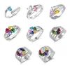 Cluster-Ringe, personalisierter individueller Familienname-Ring mit Geburtsstein, silberfarbene gravierte Ringe für Frauen, Muttertagsgeschenke 2219543237