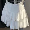 Minirok Witte Hoge Taille Eenvoudige Zomer Koreaanse Stijl Temper Casual Mode Ins Zoete Allmatch Ruches Kawaii Faldas 240228