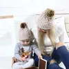 Berets Winter Pom Beanies Hüte Kinder Stricken Casual Hut Für Mama Baby Eltern-Kind Pompon Caps Skullies All-match