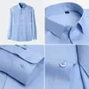 تمتد قمصان رجال مضادة للتجاعيد طويلة الأكمام للرجال رفيع النحافة من خلال القمصان التجارية اللباس القميص الأبيض S-8XL 240307