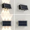 Solar-Waschmaschine-Wandleuchte nach oben und unten, 4 LEDs, 6 LEDs, 8 LEDs, wasserdichte LED-RGB-dekorative Deckleuchte für den Außenbereich, für Terrasse, Treppen, Hinterhof, Garten