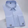 S - 6xl męska koszula ślubna Męska sukienka Tuxedo Shirt francuskie spinki do mankietów Formalne męskie koszulę Sym Szczupłą koszulę francuską Mankiety 240307