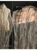 Coffee leaf dyed high density yarn pressed fold texture of organza gauze cardigan culottes garment designer fabric