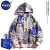 Felpe con cappuccio da uomo Pullover con cappuccio con marchio NASA Co. Marchio di moda primaverile da uomo Top casual con stampa completa allentata per studenti giapponesi