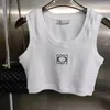 Designer T -shirt kleding vrouwen borduurwerk logo tanktops zomer korte slanke navel blootgestelde outfit elastische sport gebreide tanks