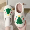 Slippers Kerstboom Dames Woonkamer Dames Schattig Slippers Heren Warm Fluffy Home Pluche Noord Indoor Vloerschoenen