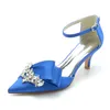 Dress Shoes Mid-low Heel Pointed Toe Rhinestone Slotted Buckle Wedding Bridal Bridesmaid