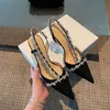 Trendy Temperament Stiletto Heel Sandal Pointed Single High Heels Thin Rhinestone Baotou Sandals Female Summer Sandal Women Shoes 240228