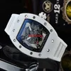 Mode Heren Skeleton Rubber Horloges Automatisch Beweging Mannen Beroemde Designer heren sporthorloge montre de luxe Watches307g