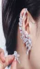 QooLady Asymmetric Sparkly White Luxury Long Cubic Zirconia Crystal Climber Ear Cuff Earrings Brides Star Jewelry E068 2106185416076