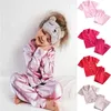 Letnia piżama zestawy dla dziewcząt jedwabne satynowe Toppant długie rękaw Solidny jedwabisty piżama koszuli nocnej odzież snu dla chłopców 240304