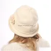 Stingy Brim Hatts Sticked Top Hat For Women Flower Winter Thicked Warm Caps BRIM HATS beanie hink mode droppe leverans mode acc dh6zd