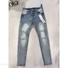 Paarse merkjeans Designer heren dames jeans met rechte pijpen, laagbouw broek, rechte retro streetwear joggingbroek, denim cargo heup, zwarte broek 677