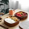 Bento Boxes Conveniente lonchera portátil Madera Contenedores de alimentos de doble capa Material natural Caja de alimentos Caja de almuerzo cubierta segura e insípida L240307