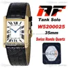 AF Solo W520025 Szwajcarska Ronda Quartz Unisex męskie Watch Watch 18K żółte złoto białe dioda Czarna Roma Blue Hands Skórzana edycja 283y