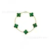 V bangle 925 Sterling Silver High Version Fanjia Clover Five Flower Bracelet Malachite Naturelle Polyvalent Style Banlieue Diffusion en Direct