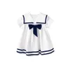 Pureborn Toddler Infant Baby Girl Sailor Dress Bowknot Sailor Collar Summer Breathable Cotton Beach Holiday Baby Girl Clothes Q0712637876