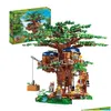 Блоки бренда Moc Tree House The Time Room Строительные кирпичи Креативные города с видом на улицу Игрушки для детей Рождественские подарки 231115 Drop Deliv Dh7Na