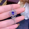 Tanzanite Wedding Pendant 68mm Natural 925 Silver 240228