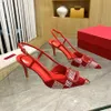 Elegant High Heeled Sandals Fashionable Leather Woven Rhinestone Decorative Designer Shoes Women Casual Pointed Ankel Strap Buckle Classic Party Slingbacks 2024