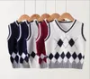 Spring Autumn 210y Vest Black White Striped 5 Pieceslot New Winter Clothing Boy Sweater Diamond Shaped V Collar Cotton4053344