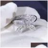 Bröllopsringar choucong ankomst lyxsmycken 925 sterling sier t prinsessan klippte vit topas cz diamant party fjäril kvinnor band dro dhxvk