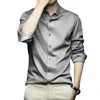 Mens Gray Shirt Långärmad icke -strykning Business Dress Work Slim Fiting Casual Top Large S6XL 240301