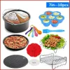 10pcs AirFryer Accessories 8/7/6 Inch Fit for Airfryer 4.2-5.8QT Baking Basket Pizza Plate Grill Pot Kitchen Cook Tool for Party 240227