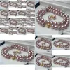 Beaded Necklaces 89Mm Purple Akoya Ctured Pearl Necklaceearring 18Quot0128193783 Drop Delivery Jewelry Pendants Dhzug