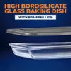 Nutrichef 4 Set Glass Bakeware High Borosilicate Rectangular Baking Dish w/ Grey BPA-Free Lidssafe för ugnmicrowavefridge 240227