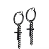 Hoop Earrings Hip-hop Style Cross Chain Clip On For Women And Men Jewelry With Korean