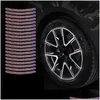 Interiördekorationer Nya 20st Bling Rhinestone Car Tire Rim Sticker Decorative Safety Warning Stripe Wheel Hub Accessories for Drop D DHMGF