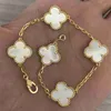 Charm Bracelets Classic Designer Bangle White Red Blue Agate Gold Silver Charm Bracelets 18k Gold Plated Leaf Clover Women Luxury Jewelry